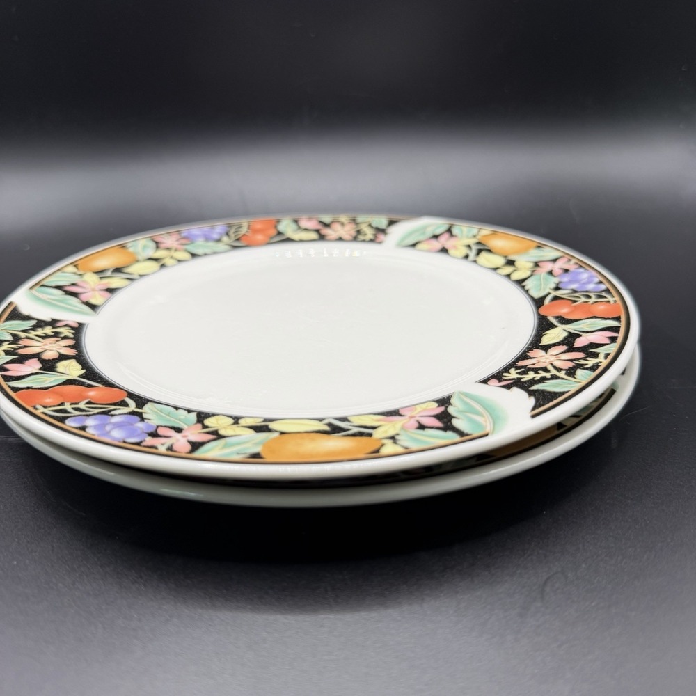 Lynn's China "Cocktail" Stoneware Salad Plates Set/2 Vintage